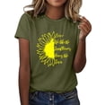 thumbnail image 1 of WTXUE T-Shirts à Manches Courtes, Col Rond, Graphiques, pour Femmes, Été, Ample, Blo, Coton Floral, Décontracté, Vert Fougère/tournesol L, 1 of 6