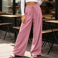 thumbnail image 3 of Byworldtasic Women's Flowy Pleated Trousers Elastic Waist Loose Fit Palazzo Business Casual Lounge Pants with Pockets, 3 of 7
