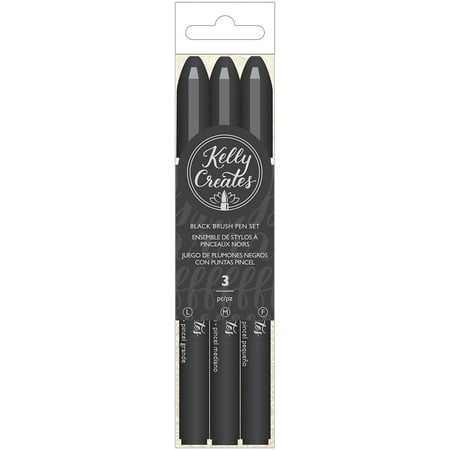 UPC: 0718813435536 | Kelly Creates Small Brush Pens 3/Pkg-Black; Fine Medium & Bold Brush