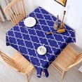 thumbnail image 2 of Blue Geometric Quatrefoil Pattern Square Tablecloth,Waterproof Square Table Cover,Wipeable Spillproof Washable Table Cover for Home Kitchen Party Decor 42"X42"(107x107cm), 2 of 6