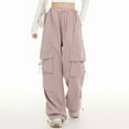 thumbnail image 2 of Hauaitttt Women Casual Sweatpants Relaxed Fit Baggy Clothes High Waist Drawstring Waist with Pockets Loose Cargo Joggers Pants Leather Pants Fancy Clothes for Teens Womens on Pants Casual Work Beach, 2 of 4