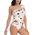 thumbnail image 3 of Sikiie Milk Tea Print Women One Piece Swimsuits Tummy Control One Shoulder Bathing Suits Ruffle Swimwear, From S to XXL-XX-Large, 3 of 6