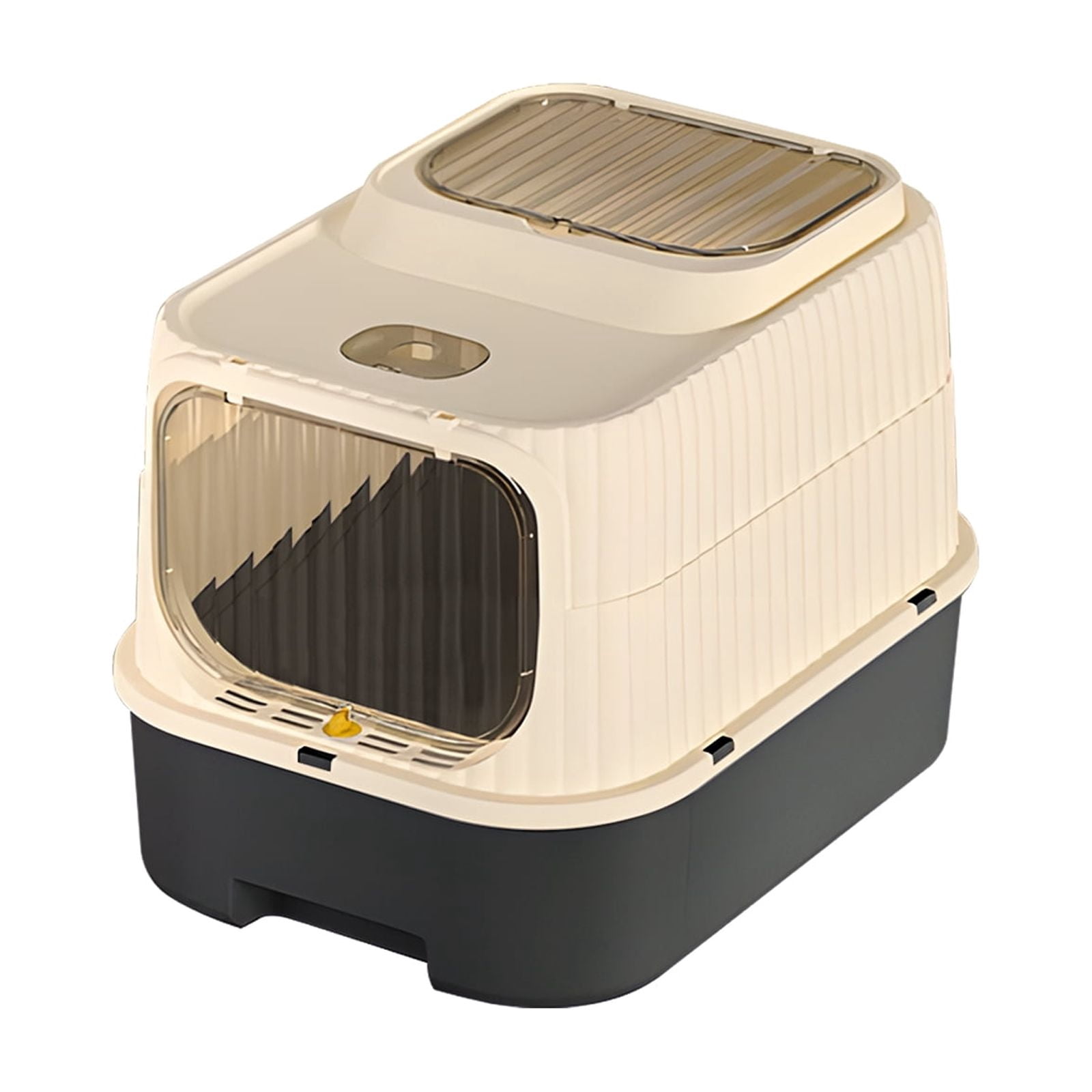 Black Fully Enclosed Cat Litter Box, Drawer Type Odor-Locking Litter Pan with Anti-Splash Design, Easy Clean Removable Cat Litter Tray for Cats of All Sizes, Multi-Cat Household