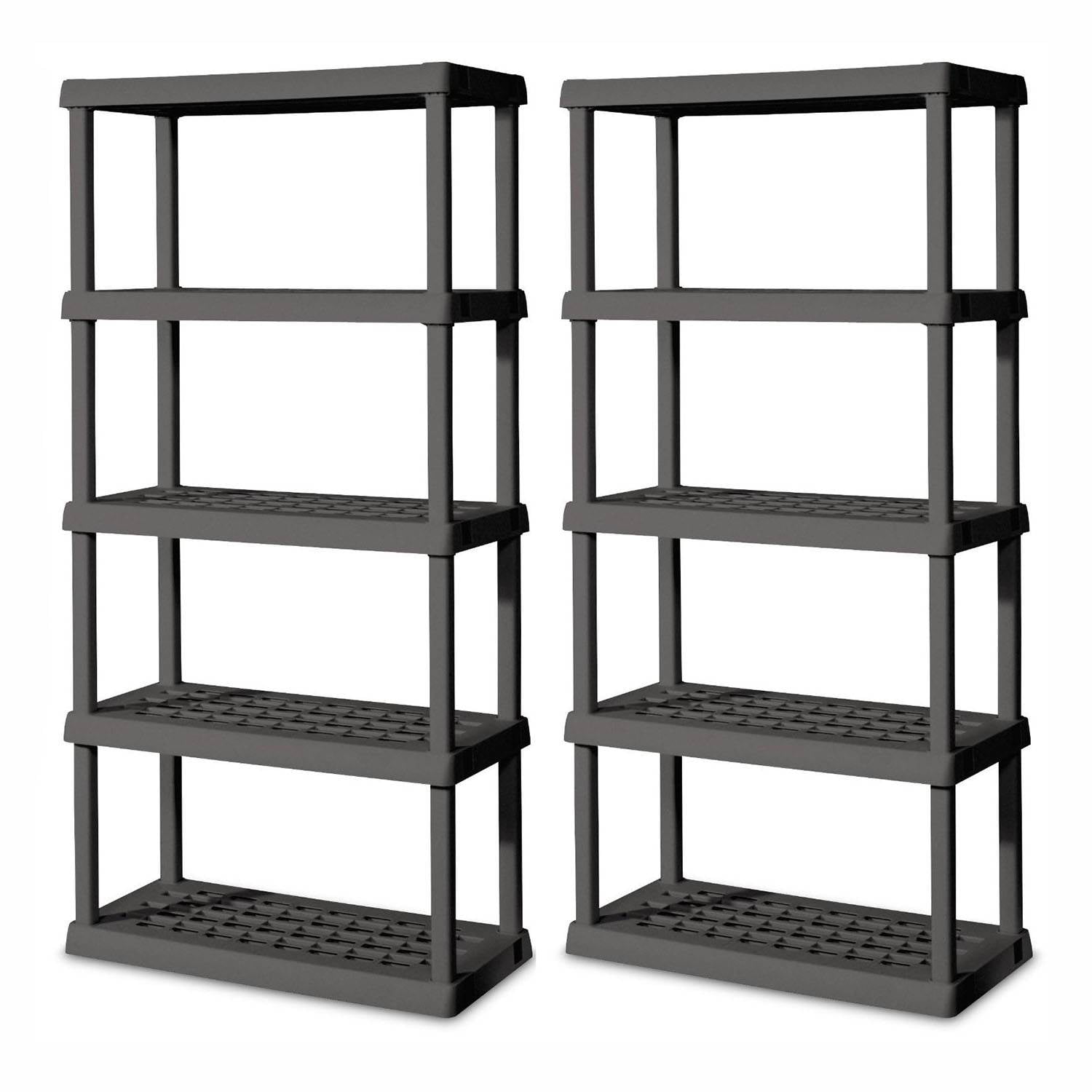 Sterilite HeavyDuty 5Shelf Ventilated Shelving Unit, Gray (2 Pack