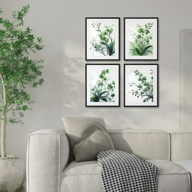 Set Of 4 Framed Botanical Wall Art – Vintage Farmhouse Plant Prints 12x12 Inches For Living Room, Bedroom 2 thumbnail image