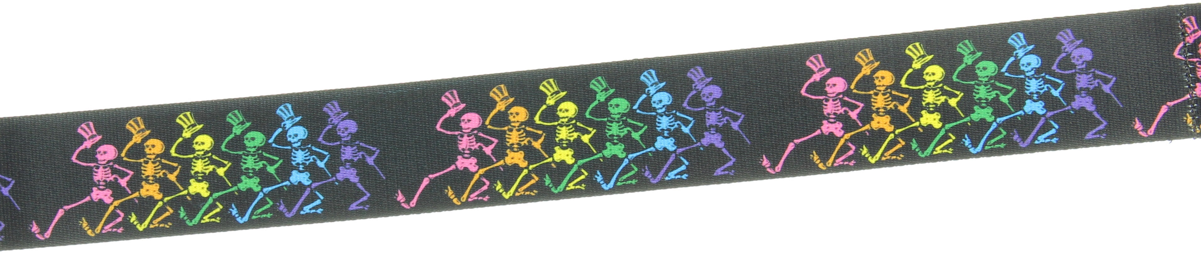 Grateful Dead Guitar Strap, Dancing Skeletons Black Multi Color, 2 Inches Wide
