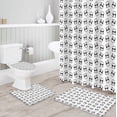 thumbnail image 3 of FMSHPON BlackWhite 4 Piece Bathroom Set Shower Curtain Bath Rug Contour Mat and Toilet Lid Cover, 3 of 8