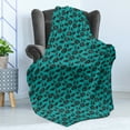 thumbnail image 4 of Brown and Blue Soft Flannel Fleece Blanket, Nostalgic Vintage Floral Elements Ornamental Nature Illustration, Cozy Plush for Indoor and Outdoor Use, 70" x 90", Dark Brown Turquoise, by Ambesonne, 4 of 5