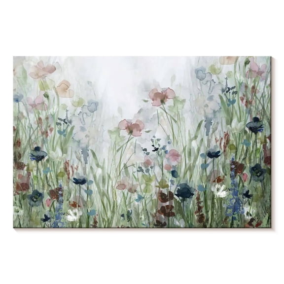 Elephant Stock Wildflower Fields Wall Art - Horizontal Canvas Wall Art - Living Room Wall Decor - Nature Canvas - Gray And Green Decor By Carol Robinson - 12" x 8"