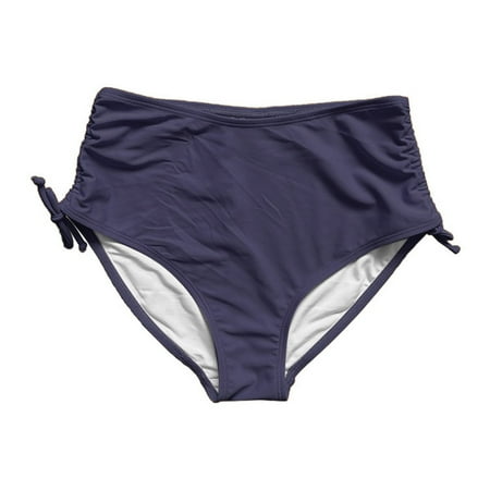 GEWSEY Women s Bikini Bottoms High Waisted Swim Bottom Full Coverage Side Tie Tummy Control Bathing Suit Swimsuit Bottoms Blue  XL