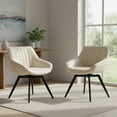 thumbnail image 5 of CasaGlajore Set of 2 Modern Swivel Dining Chairs with Black Metal Base – Faux Leather Upholstered, Ergonomic Kitchen & Living Room Seating, 5 of 11