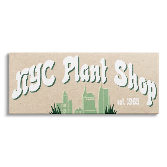 Stupell Industries NYC Plant Shop Green Grass Skyline Est. 1965, 24 x 10, Design by Daphne Polselli
