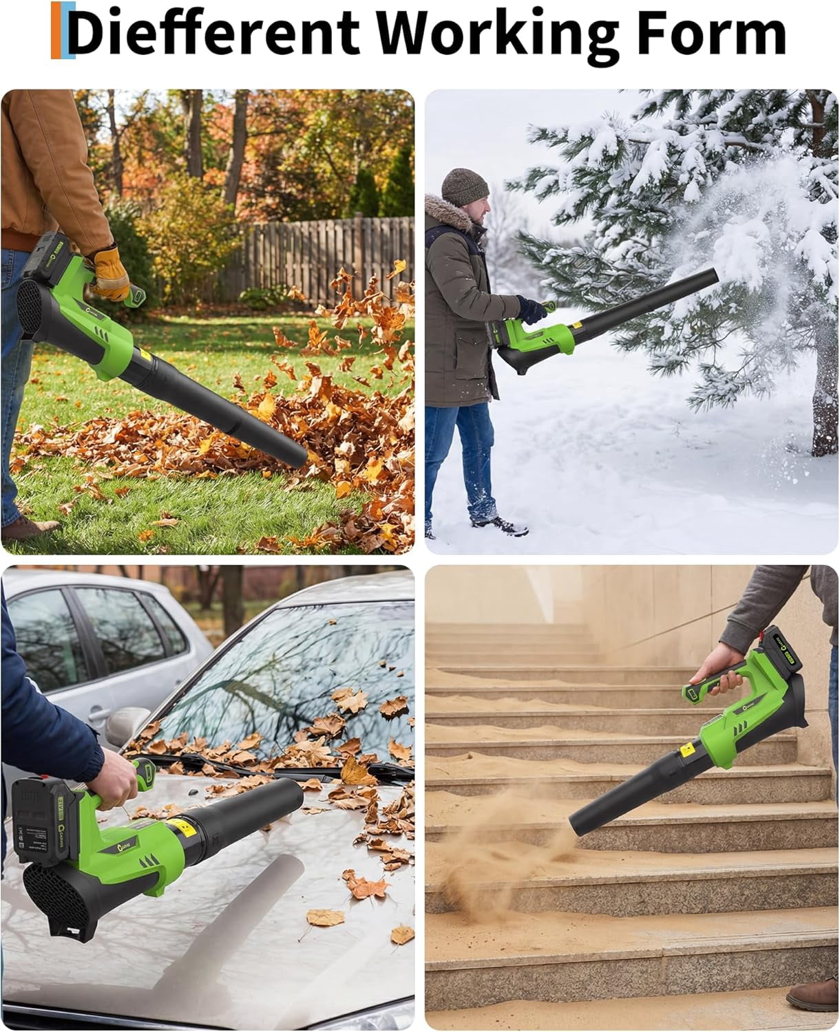 Cordless Leaf Blower, 6-Variable Speed, 550CFM & 130MPH, Electric Leaf Blower with 2 x 2Ah Battery & Charger, Battery Powered Leaf Blowers for Lawn Care, Yard, Garden, Driveway, Sidewalk, Patio