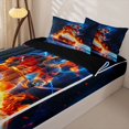 thumbnail image 3 of Homewish Fire Ice Hockey Zipper Twin Comforter Sets with Fitted Sheet and 2 Pillowcases, Cool Sports Zipper Bedding Set for Men and Boys, Black Reversible, 4pcs, 3 of 6