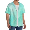 thumbnail image 2 of Pofeuu Cyan Mint Marble Print Mens Casual Short Sleeve Shirts Beach Summer Spread Collar Pocket Tops Men's Casual Short-sleeved Shirt-XX-Large, 2 of 5