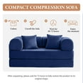 thumbnail image 6 of COOLHUT 63" W Combination Sofa, High Rebound Density Foam Sofa Couch, Two Forms Floor Couch Three Seats Sofa Bed for Living Room, Bedroom, NavyBlue, 6 of 14