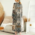 thumbnail image 5 of Women's Nightgown Sleep Dress Long Loungewear V-Neck Henley Nightdress with Pocket Floral Print for Spring Fall,Light Brown,2XL, 5 of 8