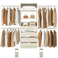 thumbnail image 5 of Homieasy Dual Closet Organizer System,Freestanding Wood Drawer Tower with 4 Storages & Hanging Rods + Wall-Mounted Magnetic Pegboard Vanity with Drawers ,Walk-in Closet,White Oak, 5 of 6