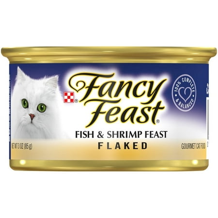 Purina Fancy Feast Wet Cat Food Fish and Shrimp Feast Flaked 3 oz Can (Pack of 8)