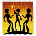 thumbnail image 2 of 70s Party Shower Curtain, Dancing People in Disco Night Club with Afro Hair Style Bokeh Backdrop, Fabric Bathroom Set with Hooks, 69W X 84L Inches Extra Long, Orange Yellow Black, by Ambesonne, 2 of 2