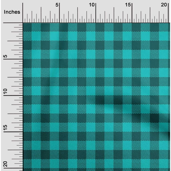 oneOone Viscose Chiffon Turquoise Blue Fabric Gingham Check Diy Clothing Quilting Fabric Print Fabric By Yard 42 Inch Wide