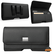 For Samsung Galaxy A17 5G Magnetic Leather Pouch with Belt Clip, Secure Magnetic Closure, Soft Lining, Card Holder Slot, Fits 6.5"- 7.0" Phones Cover [Black]