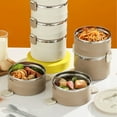 thumbnail image 4 of Insulated Food Container Stackable Round Bento Lunch Box With Excellent Heat Retention, 304 Stainless Steel, Multiple Compartments, Leakage Proof, Portable And Space Saving, 4 of 8