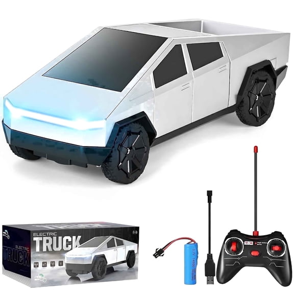 1:24 Remote Control Cyber Truck, High Speed RC Car with LED Lights, All Terrain Off-Road Toy, Gift for Boys and Girls Ages 3