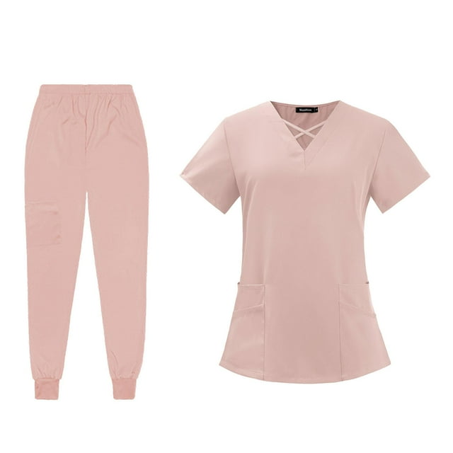 Conjunto de uniforme de enfermería para mujer, pantalones, ropa de trabajo uniforme para enfermeras XL Yuyangstore uniforme de mujer