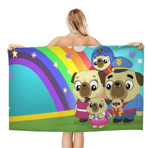 Chip and Potato Cartoon Gifts Beach Towel for Women Kids Birthday Bath Outdoor Quick Dry Lightweight 30.7×51in