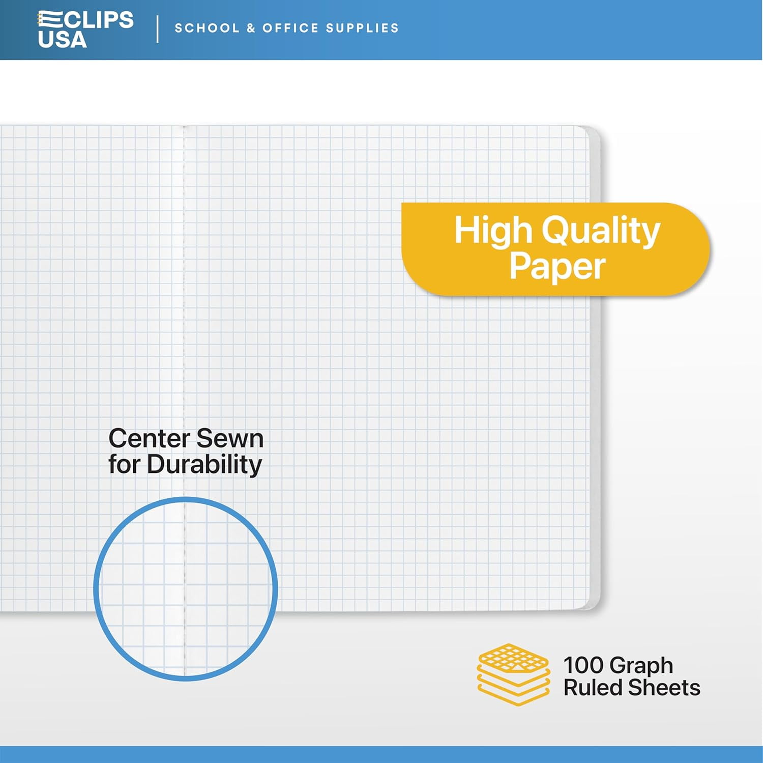 VEEBOST 100-Sheet Quad Ruled Graph Composition Notebooks with Hard Cover, 9.75" x 7.50", 12-Pack