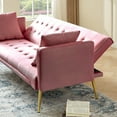 thumbnail image 6 of Leumius Velvet Futon Sofa Bed,Adjustable Convertible Folding Sleeper Couch Bed for Compact Living Spaces,Pink, 6 of 7