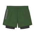 thumbnail image 2 of BRGZLK Men's Athletic Shorts with Compression Liner 5" Summer Solid Color Quick Dry Workout Shorts Anti Chafe Ultra Lightweight Elastic Waist Gym Shorts with Zipper Pocket Army Green XL, 2 of 5