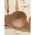 thumbnail image 6 of Deyllo Women's Strapless Bra Padded Cup Push Up Plus Size Full Coverage Underwire Support Invisible Bra,Brown 34D, 6 of 6