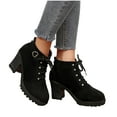 thumbnail image 6 of Bnwani Boots Women Winter Fashion Toe Zipper High-Heel Chunky High Ankle Casual Solid Boot Black Size 5.5, 6 of 9
