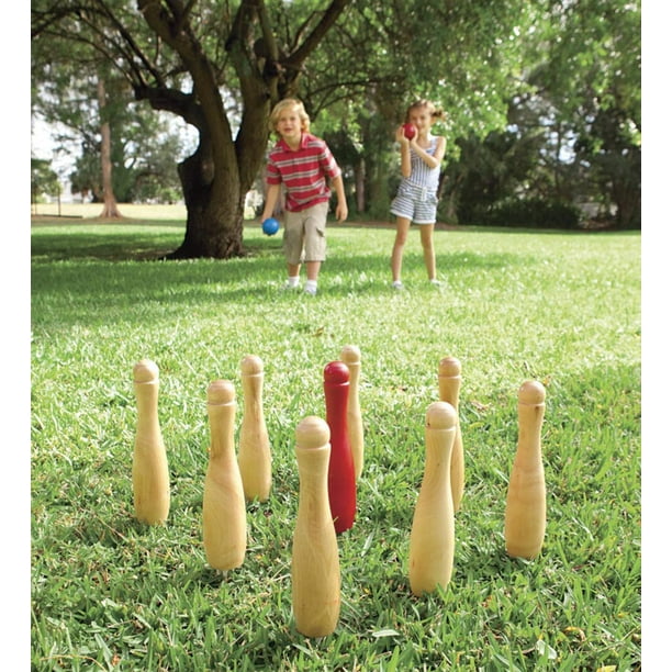 Wooden Skittles Bowling Game for Kids Outdoor Play
