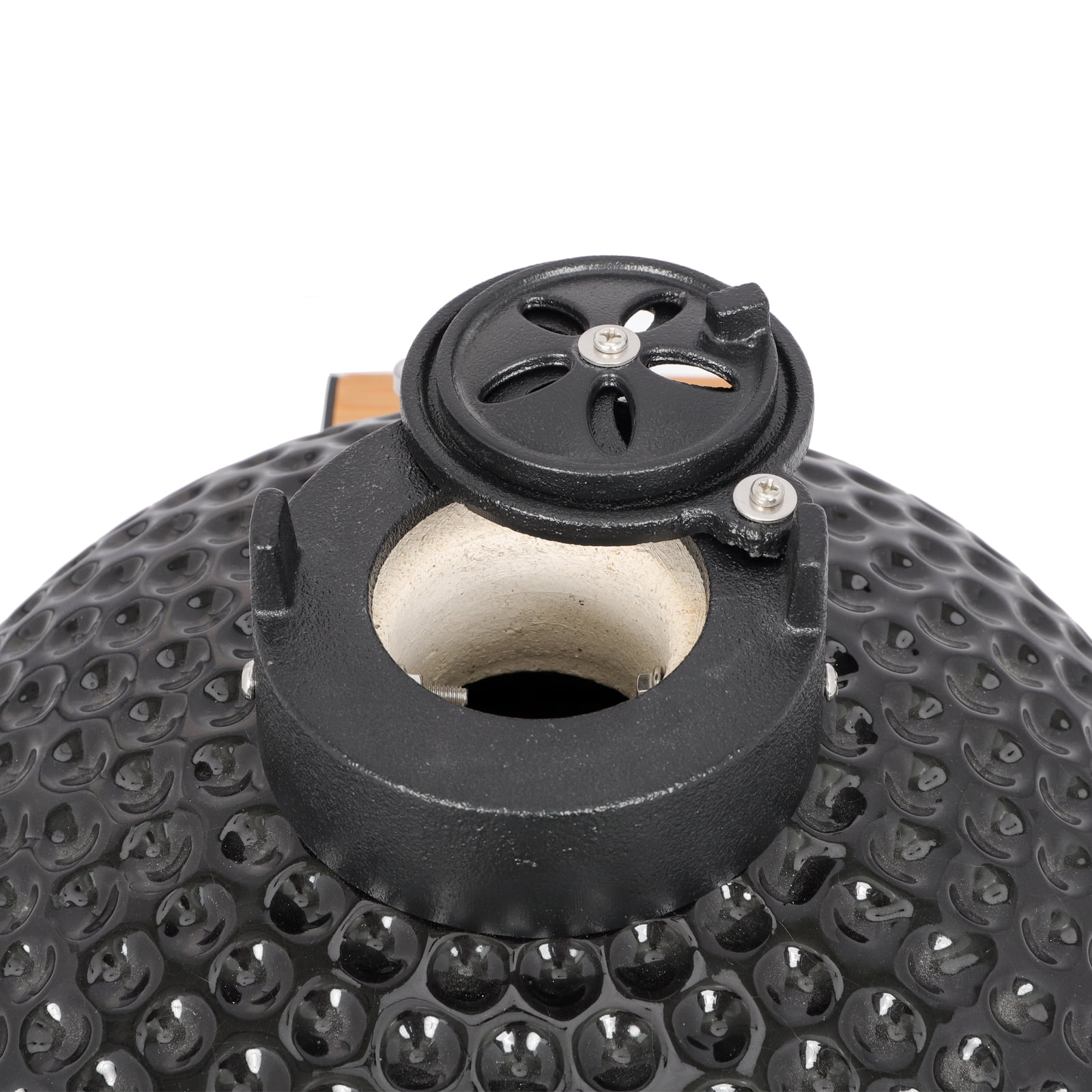 13 Inch Round Ceramic Charcoal Grill, Heavy Duty BBQ Smoker for Outdoor Use, Black