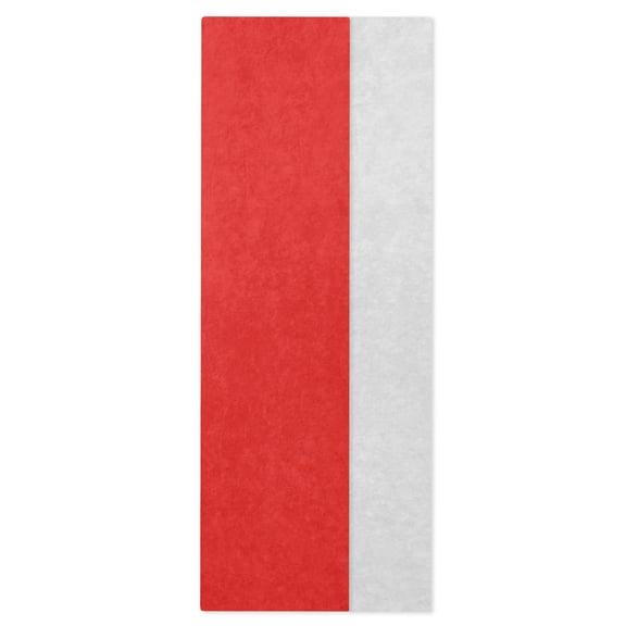 Hallmark 2-Pack Christmas Tissue Paper (Solid Red and White) 6 sheets