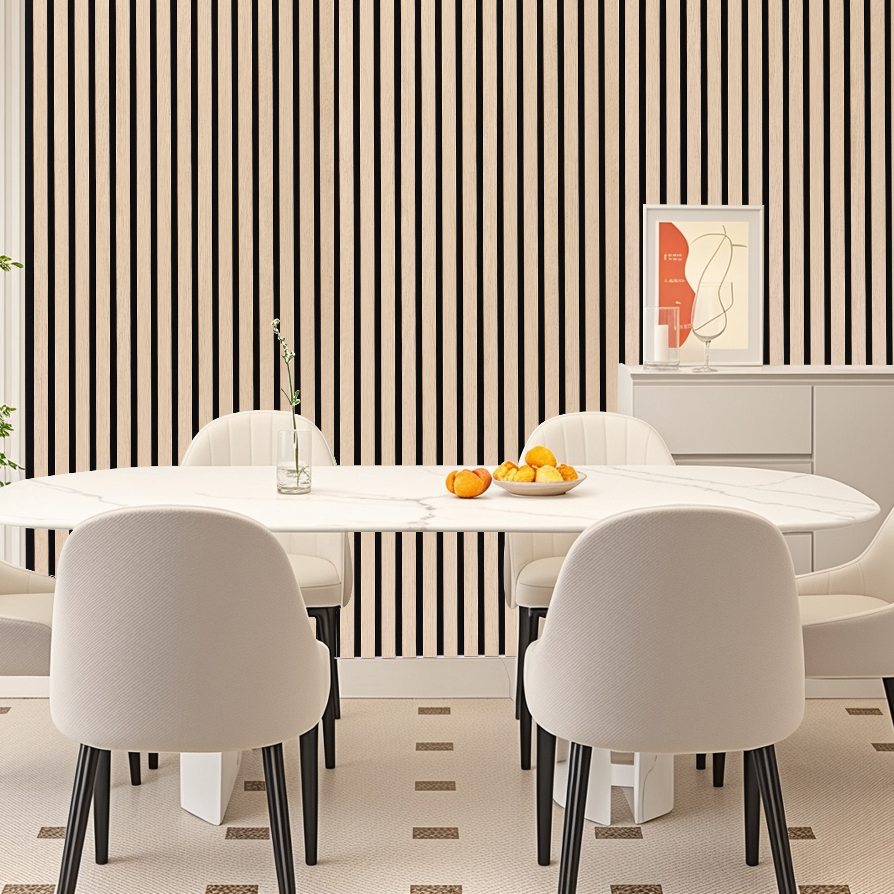 3D Slat Acoustic Wall Panels with Wood Finish Accent, 4 Pack Sound Absorbing Paneling for Studio, Office, Living Room, Bedroom Interior Decor (Natural Walnut, 48''L x 24''W)