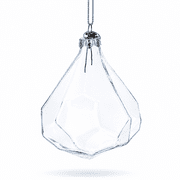 Diamond Shape Clear Glass Christmas Ornament 3.6 Inches