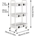 thumbnail image 2 of 3-Tier Rolling Cart with Wheels, Multifunction Storage Organizer for Kitchen, Bathroom, Laundry, White, 2 of 7