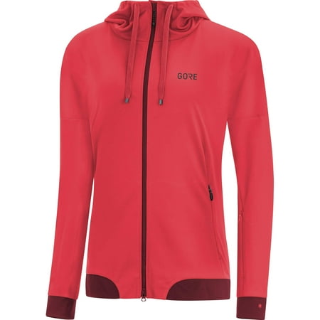 GORE WEAR C5 Ladies Hooded Cycling Jacket GORE WINDSTOPPER Hibiscus Pink/Chestnut Red