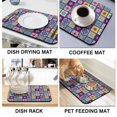 thumbnail image 4 of Washable Rubber Boho Abstract Art Vintage Dish Drying Mats for Kitchen Counter Home Large Coffee Bar Pad Accessories and Decor for Utensils Stemware 23.5''x15.5'', 4 of 7