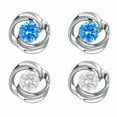 thumbnail image 4 of BNNG Crystal Stud Earrings For Women Ladies' Glamorous Rhinestone Ear Hoops Rose Love Pato Stone Earrings S925 Silver Needle Allergy Prevention Small Sea Heart Earrings Women'S Skeleton Ear Vines, 4 of 9