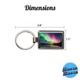thumbnail image 3 of Aurora Borealis Northern Lights Over Lake Metal Rectangle Keychain, 3 of 7