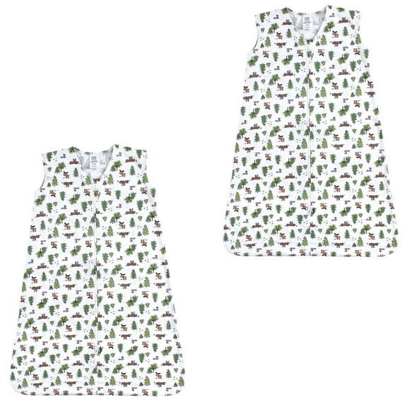 Luvable Friends Unisex Baby Sleeveless Muslin Cotton Sleeping Bag, Sack, Blanket, Moose Jersey 2-Pack, 6-12 Months