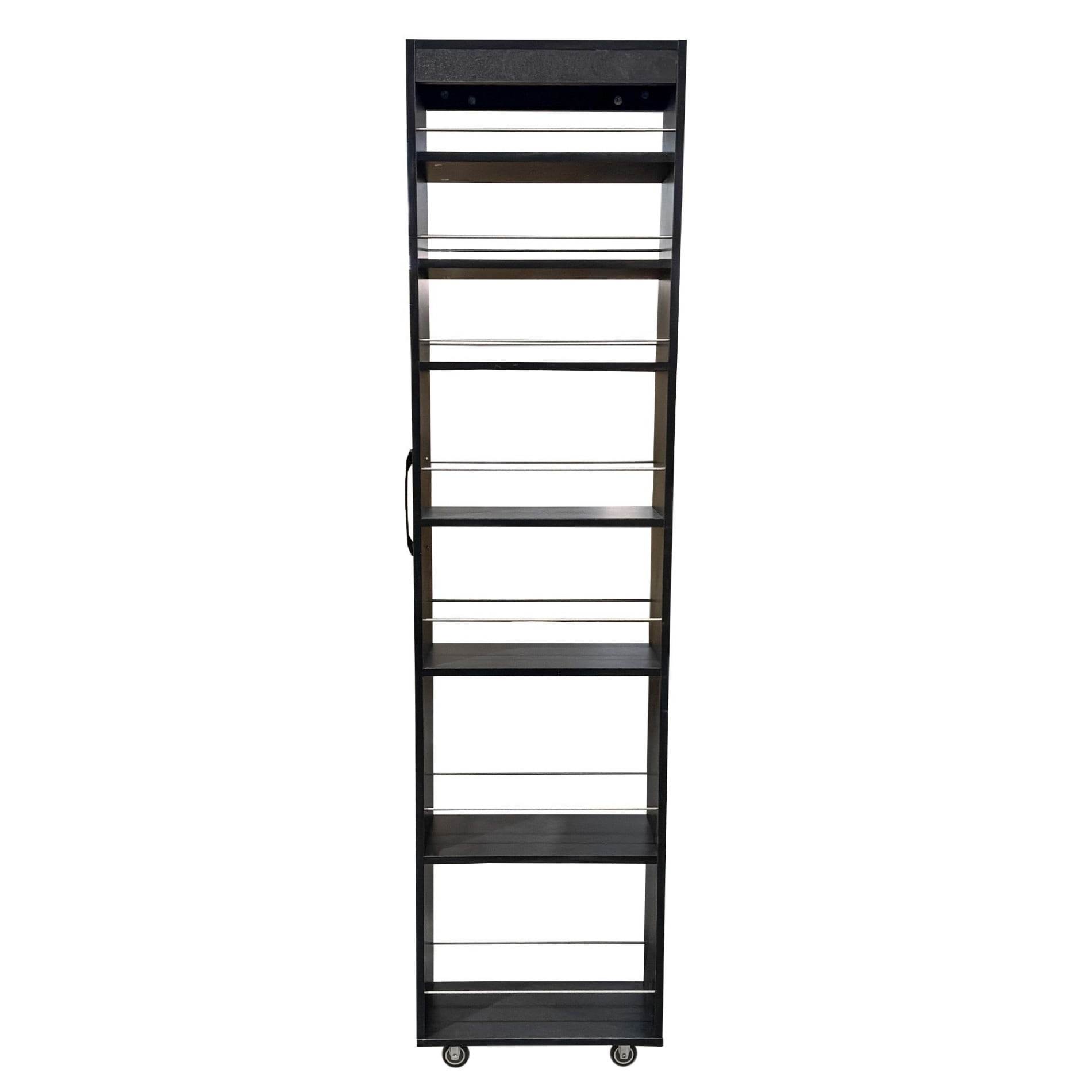 7 Tier Slim Rolling Storage Cart, Narrow Pull-Out Storage Organizer with Wheels, Space Saving Shelf for Kitchen, Bathroom, Laundry Room & Small Spaces, Black