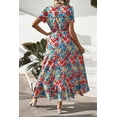 thumbnail image 2 of PRETTYGARDEN Women's Summer Wrap Maxi Dress Casual Boho Floral V Neck Short Sleeve Ruffle Hem Split Beach Long Dresses, 2 of 7