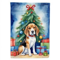 Beagle Christmas Reindeer House Flag