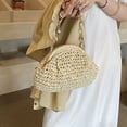 thumbnail image 5 of Yucurem Retro Straw Woven Dumpling Bag with Seashell Chain, Bohemian Beach Handbag for Summer Wedding Party Supplies (Beige), 5 of 9